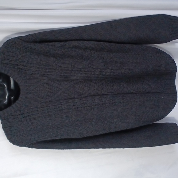 CHAPS CLASSICS BLACK COTTON CABLE KNIT SWEATER L, NWT - Picture 1 of 6